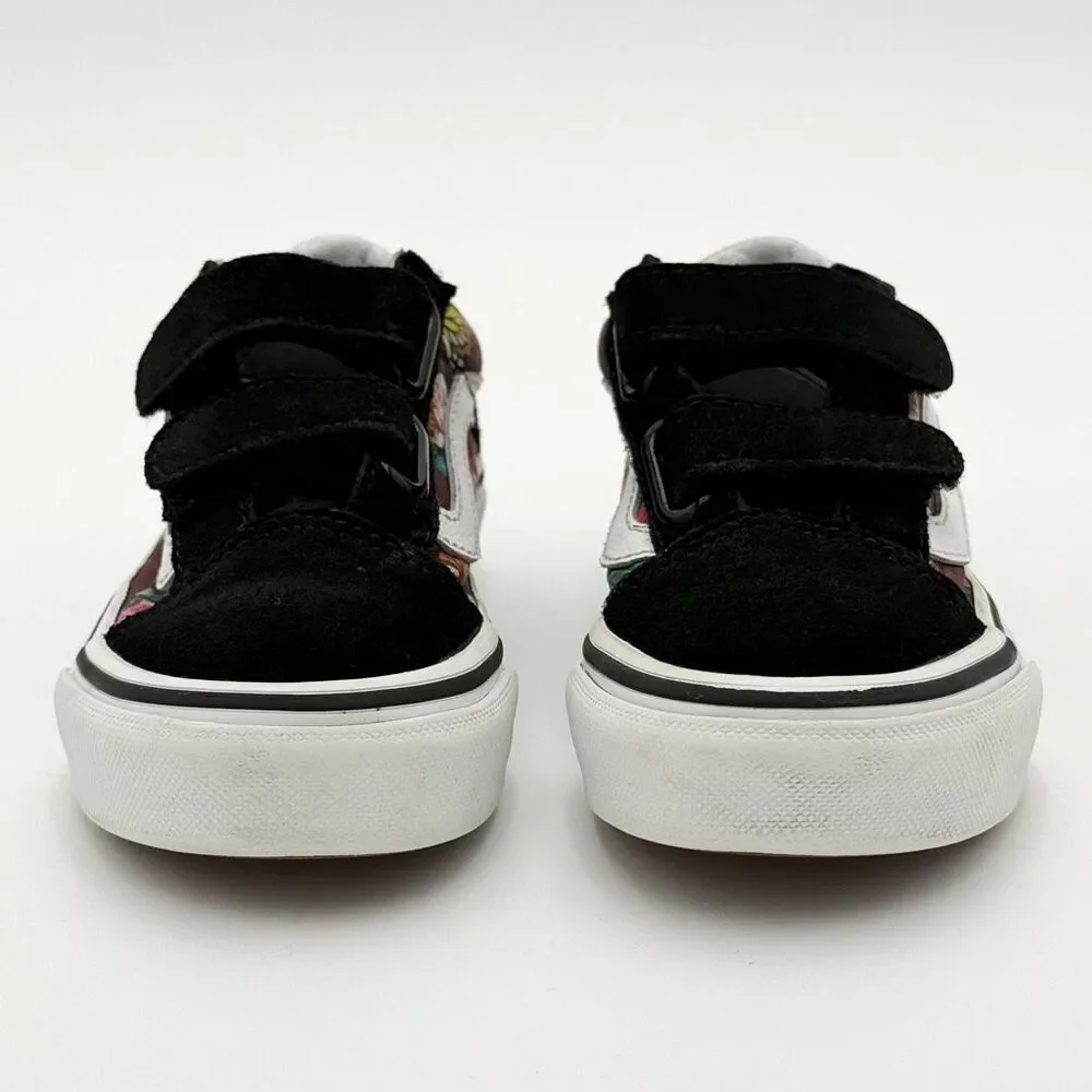 Vans Dark Purple Floral Garden Print Hook and Loop Sneakers - US Little Kids 10.